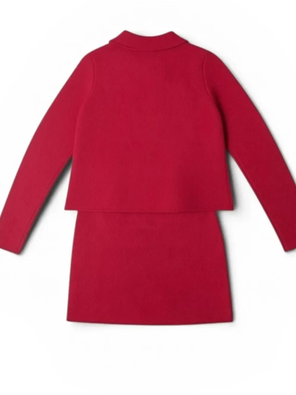 Zara Red Merino Wool Skirt Suit Set – NWT – Size Small – Double-Breasted Jacket